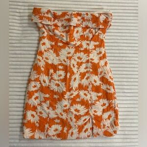 Boutique Orange Strapless Mini Dress